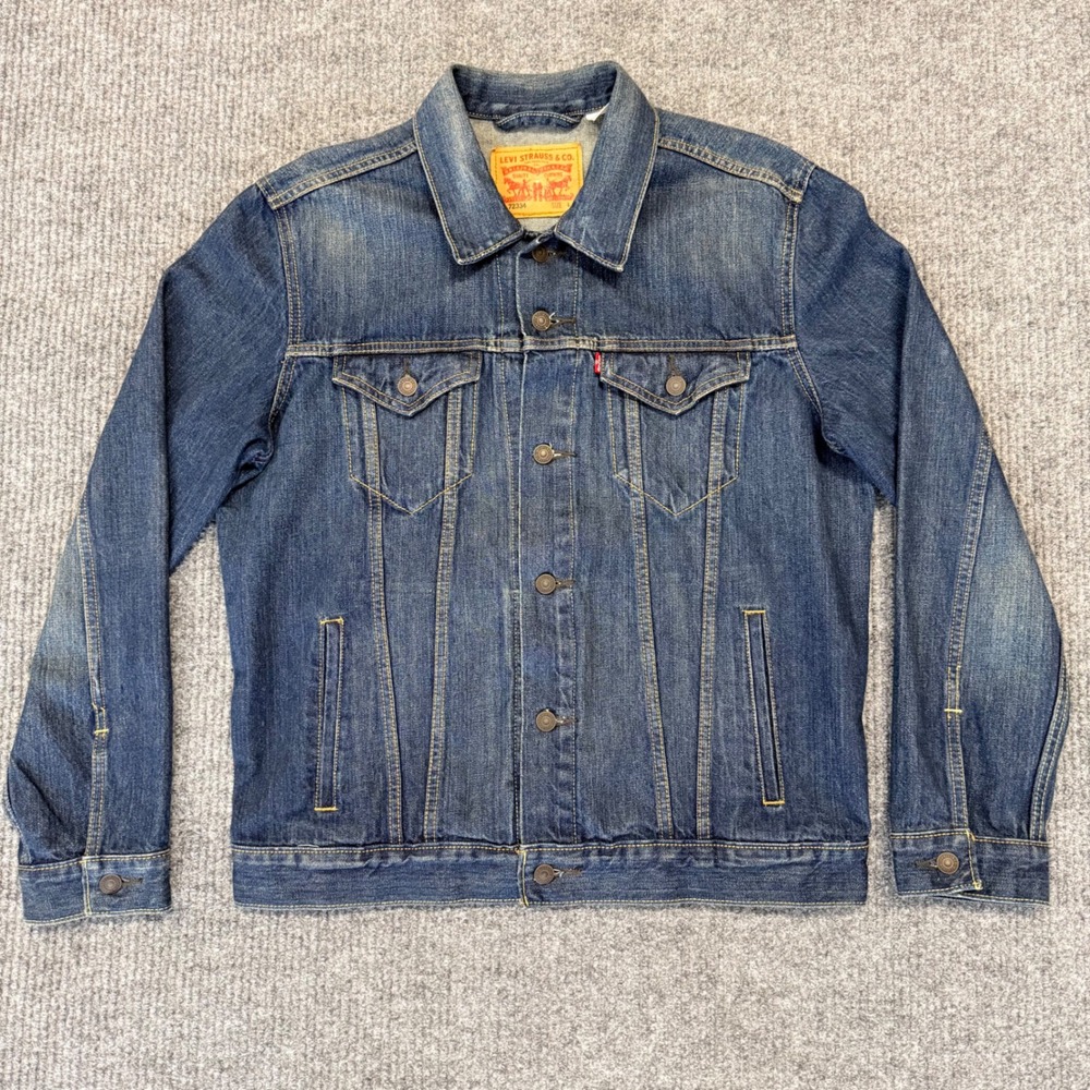 Levis 72334 Mens Denim Trucker Jacket Medium Wash Blue Jean Jacket Size L - Picture 2 of 12